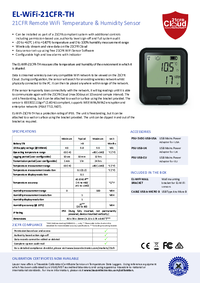 Thumbnail of document Data Sheet - EL-WiFi-21CFR-TH 21CFR WiFi Temp & RH Data Logger